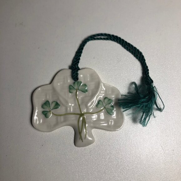 Belleek Shamrock Shaped Ornament 2"x2.25" #96 - Picture 3 of 5